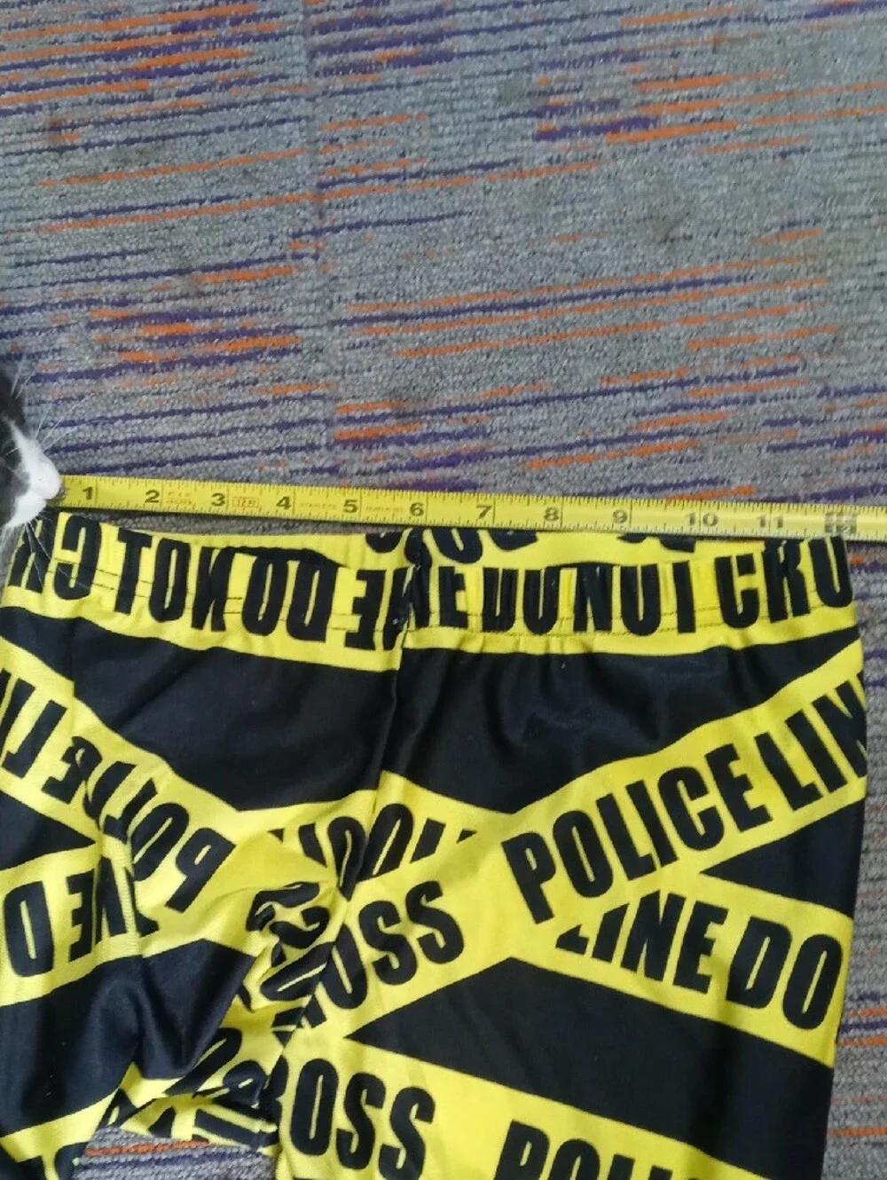Yellow & Black 'Police Line' Graphic Leggings